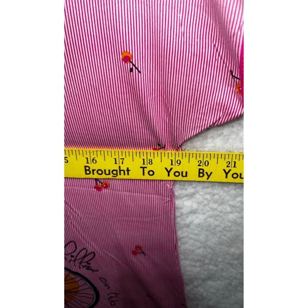Misses Medium Cute Cat Bicycle Print Pink Pinstriped T Shirt Dress S.Christina - Picture 3 of 4